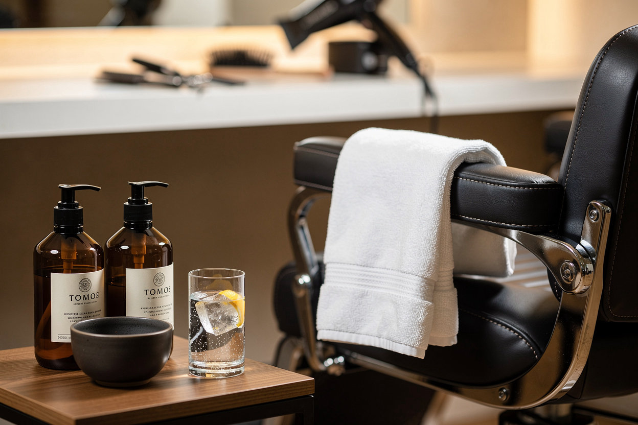Made Man Salon premium grooming experience with luxury shampoo, hot towel service, and professional styling in refined Tustin salon environment